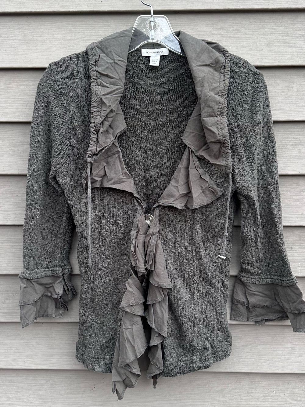 Boho shabby chic cardigan sweater ruffles size small